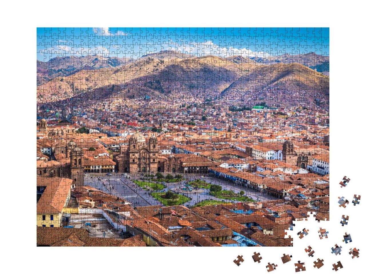 Puzzle 1000 Teile „Panoramablick auf das historische Zentrum von Cusco, Peru“