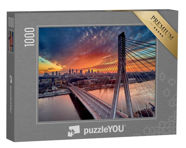 Puzzel 1000 stukjes „Zonsondergang boven het centrum van Warschau, Polen“