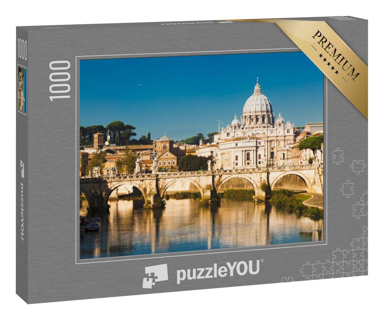 Puzzle 1000 Teile „Basilika St. Peter und Fluss Tiber in Rom, Italien“