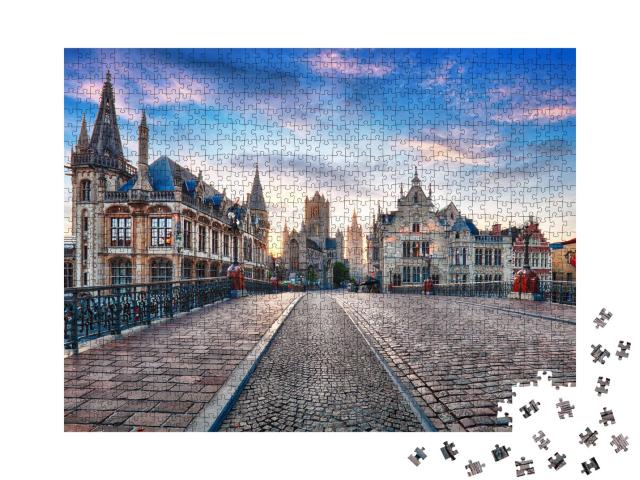 Puzzle 1000 Teile „Bezubernde Altstadt von Gent, Belgien“