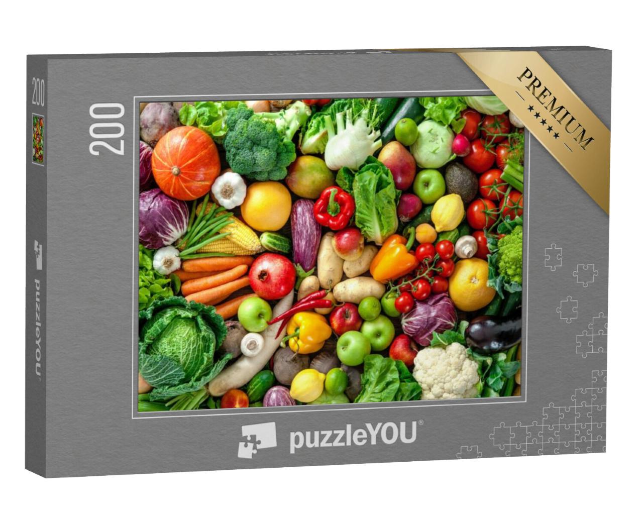 Puzzel 200 stukjes „Assortiment verse groenten en fruit“