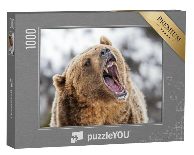 Puzzel 1000 stukjes „Een brullende grizzly“