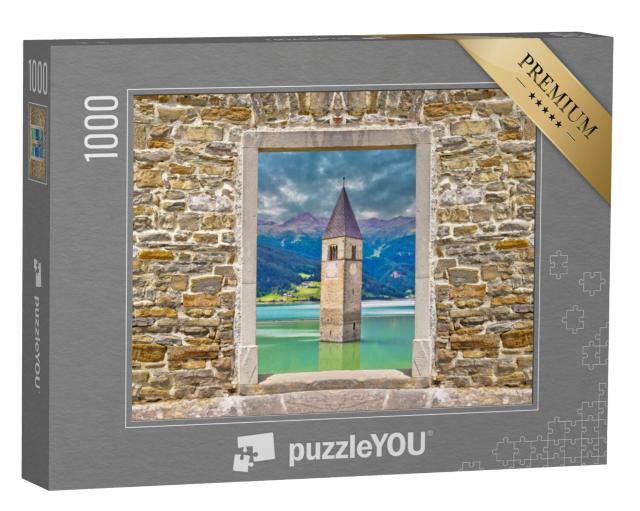 Puzzel 1000 stukjes „Verzonken klokkentoren van Curon Venosta“