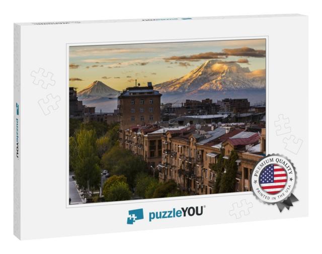Yerevan City View with Majestic Ararat Mountain in the Ba... Jigsaw Puzzle