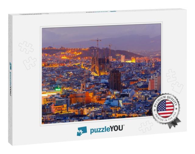 Aerial View Barcelona Illuminated from the Montjuic Hill... Jigsaw Puzzle