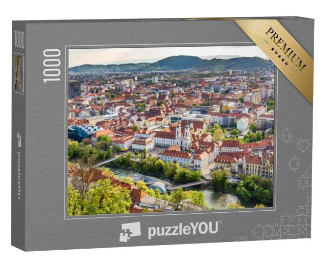 Puzzel 1000 stukjes „Luchtfoto van het centrum van Graz, Oostenrijk“