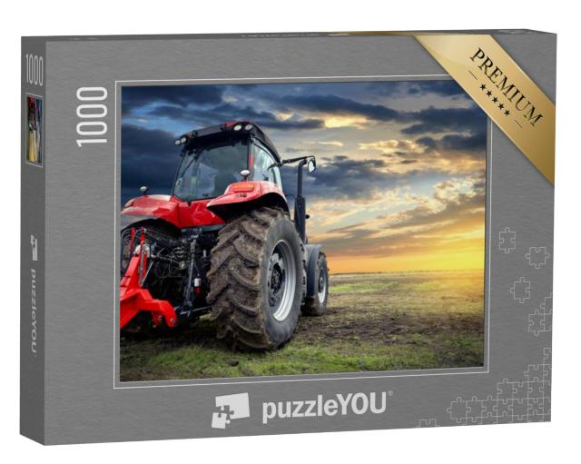 Puzzel 1000 stukjes „Tractor bij zonsondergang“