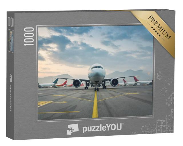 Puzzel 1000 stukjes „Passagiersvliegtuigen op Hong Kong International Airport“