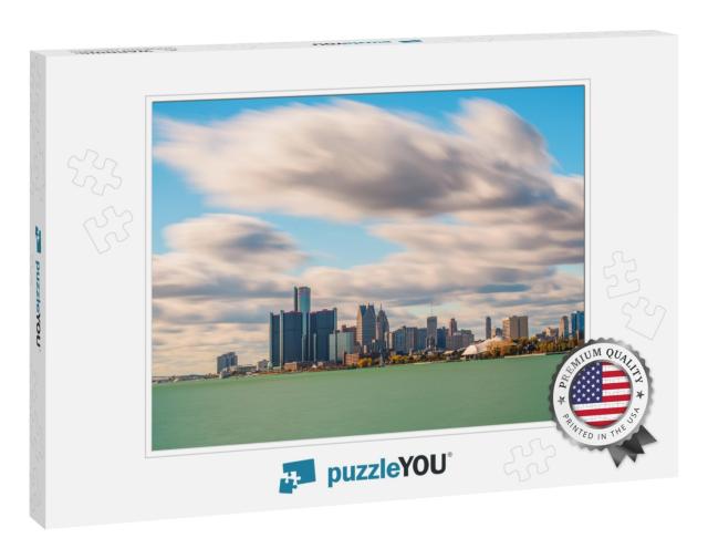 Detroit, Michigan, USA Downtown City Skyline on the Detroi... Jigsaw Puzzle