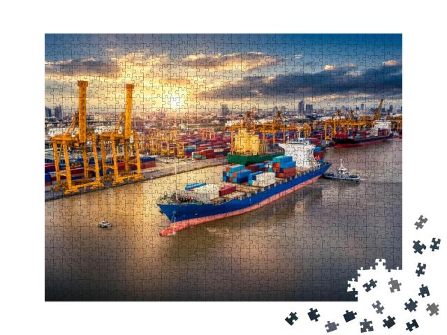 Puzzle 1000 Teile „Logistik und Transport am Containerhafen“