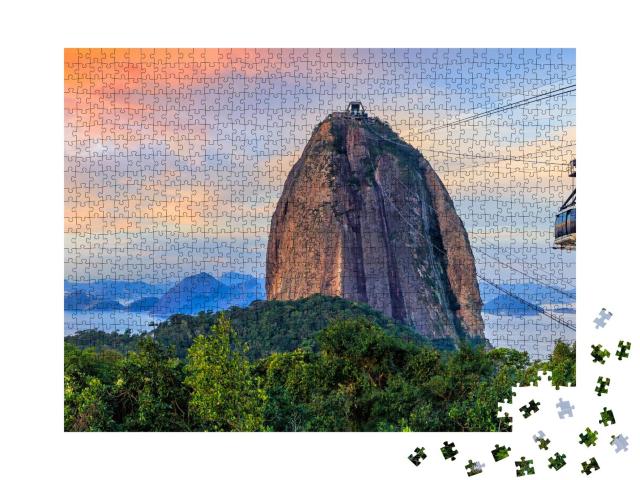 Puzzle 1000 Teile „Beliebtes Touristenziel: Seilbahn und Zuckerhut in Rio de Janeiro“