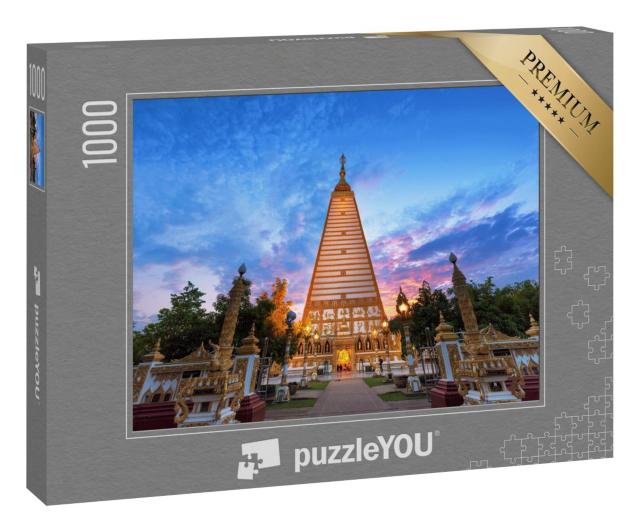Puzzle 1000 Teile „Wat Phrathat Nong Bua in der Dämmerung, Thailand“