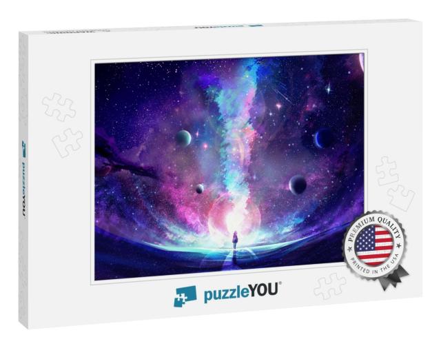 Abstract Artistic Multicolored Dimensional Galactic Nebul... Jigsaw Puzzle