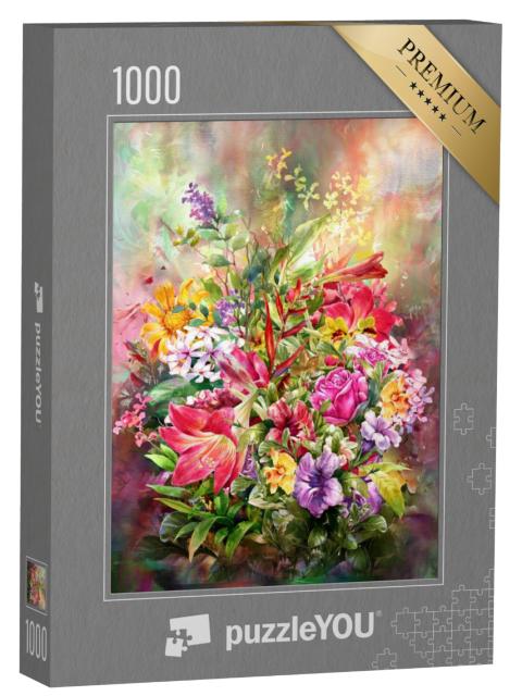 Puzzel 1000 stukjes „Boeket kleurrijke bloemen“