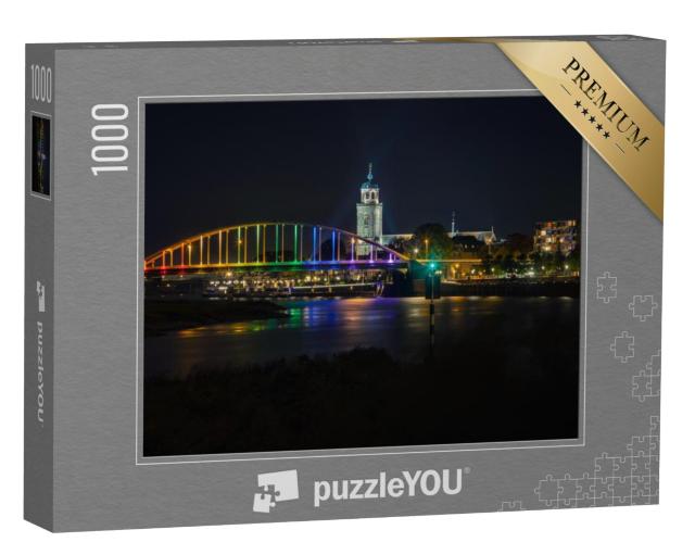 Puzzel 1000 stukjes „Regenboogkleuren op de brug over de IJssel bij Deventer“