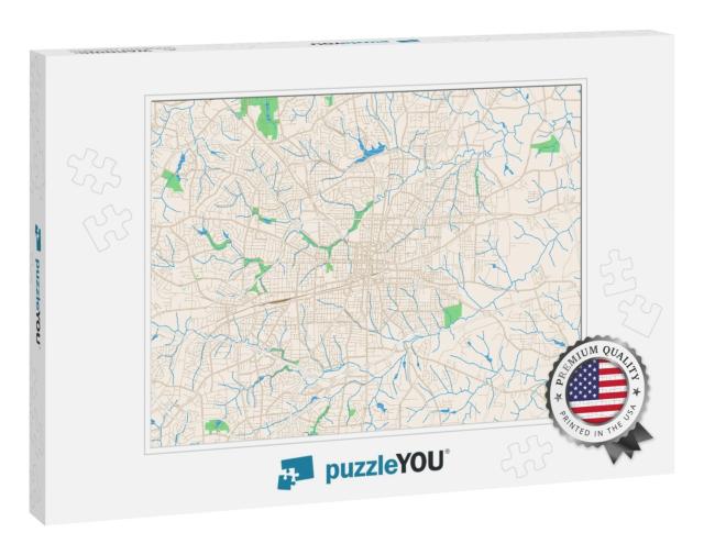 Greensboro North Carolina Printable Map Excerpt. This Vec... Jigsaw Puzzle