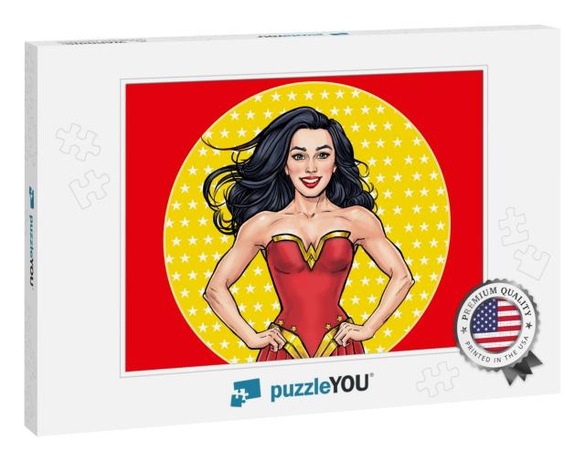 Pop Art Super Hero Woman. Girl Power Advertising Poster... Jigsaw Puzzle