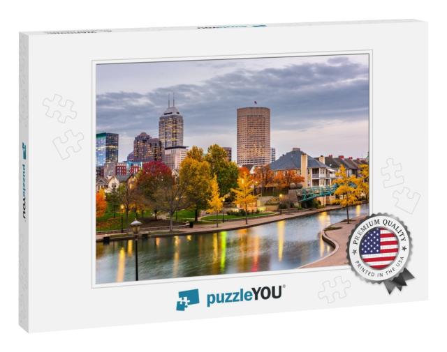Indianapolis, Indiana, USA Downtown Cityscape on the White... Jigsaw Puzzle