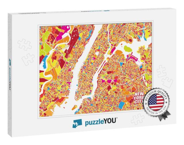 Colorful Vector Map of New York City. Very Detailed Versi... Jigsaw Puzzle