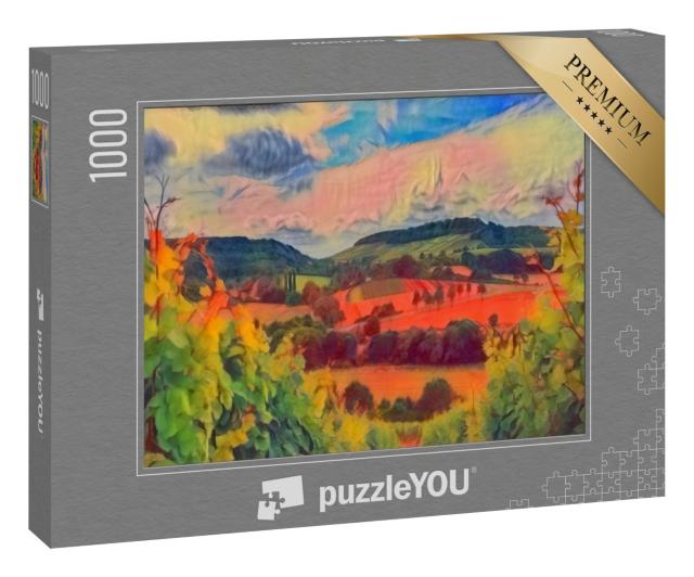 Puzzle 1000 Teile „im Kunst-Stil von Franz Marc - Weinberge bei Heilbronn, Deutschland - Puzzle-Kollektion Künstler & Gemälde“