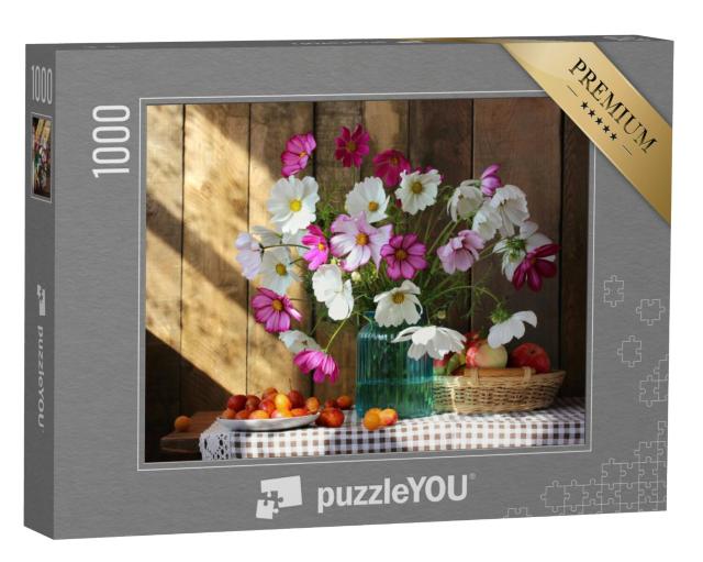 Puzzel 1000 stukjes „Stilleven met een boeket bloemen in een vaas“