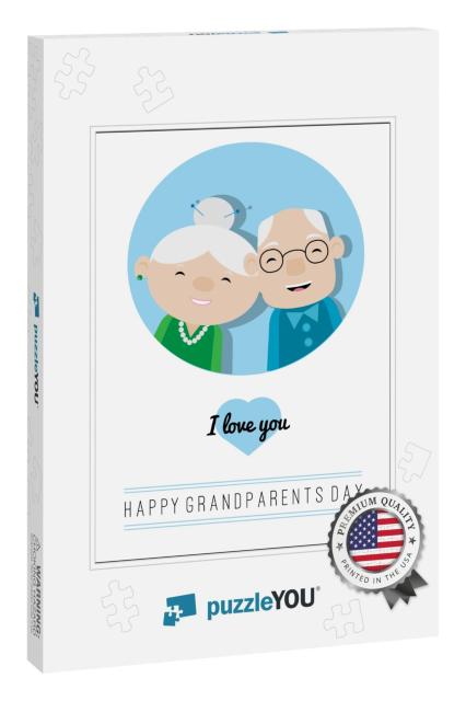 Grandparents Day Card. Cartoon Style. Flat Design... Jigsaw Puzzle