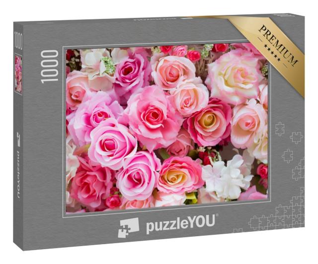 Puzzle 1000 Teile „Ein Strauß rosafarbener Rosen“