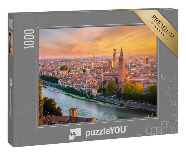 Puzzle 1000 Teile „Sonnenuntergang über Verona, Region Venetien, Italien“