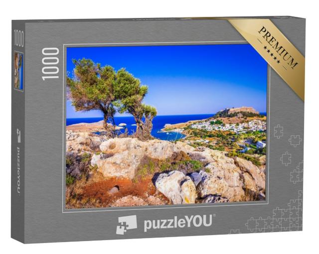 Puzzel 1000 stukjes „Lindos, dorp op Rhodos met acropolis“