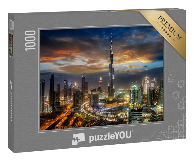 Puzzle 1000 Teile „Dubai Business Bay bei Nacht“