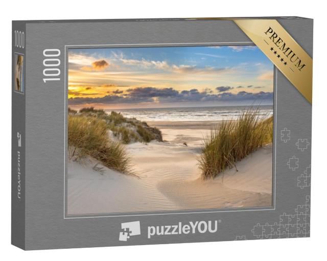 Puzzel 1000 stukjes „Zonsondergang boven de duinen van Ameland, Nederland“