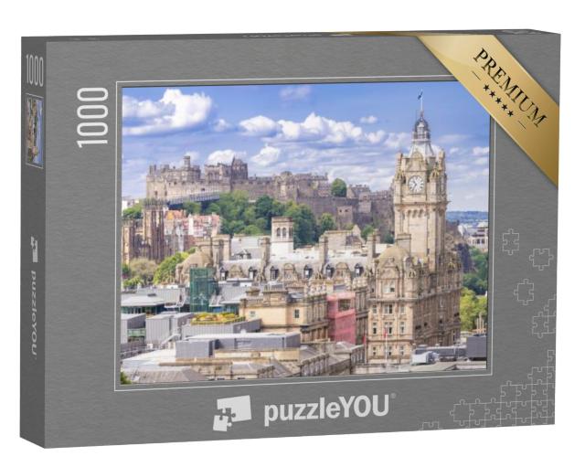 Puzzel 1000 stukjes „Kasteel van Edinburgh met stadsgezicht van Calton Hill, Edinburgh, Schotland“