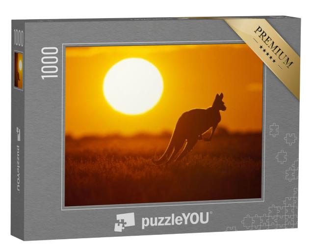 Puzzel 1000 stukjes „Kangoeroe in de gloedvolle Australische zonsondergang“