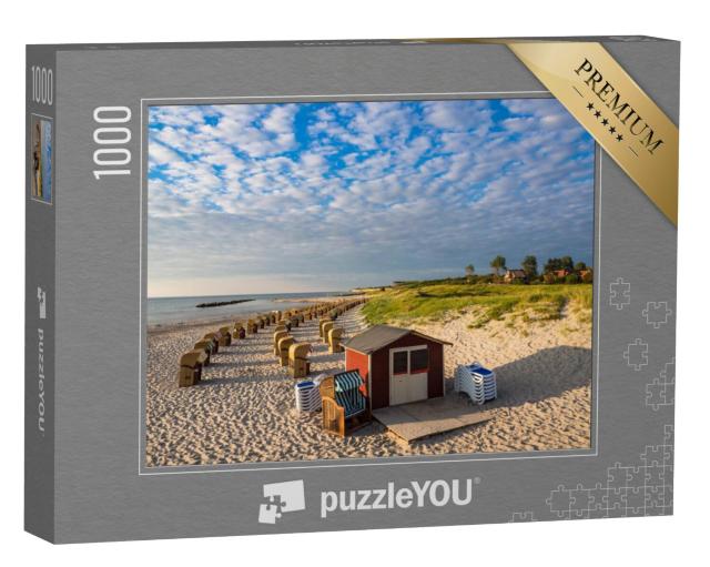 Puzzel 1000 stukjes „Strandstoelen en hut op het Oostzeestrand in Wustrow, Duitsland“