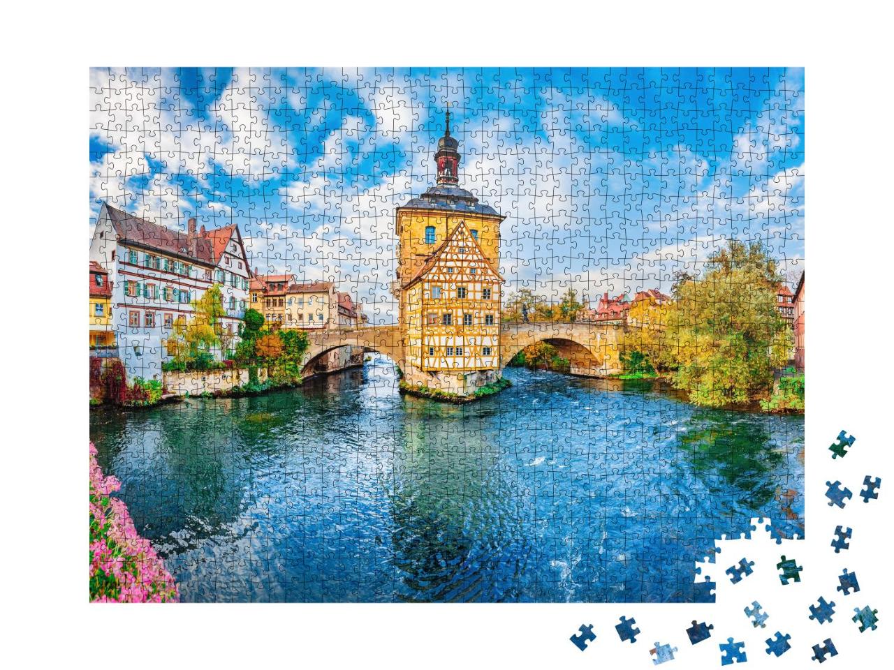 Puzzle 1000 Teile „Altstadt von Bamberg mit viel Fachwerk, Bayern, Deutschland“