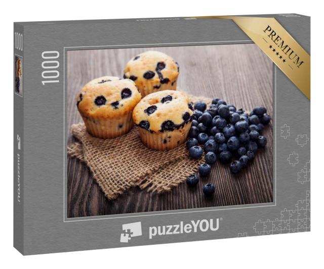 Puzzle 1000 Teile „Muffin mit Blaubeeren, süßes Gebäck“