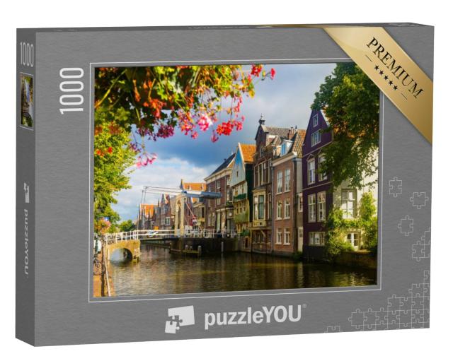 Puzzel 1000 stukjes „De oude binnenstad van Alkmaar met straten, grachten en ophaalbrug“