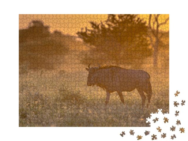 Puzzle 1000 Teile „Streifengnu in der Savanne, Kruger-Nationalpark, Südafrika“