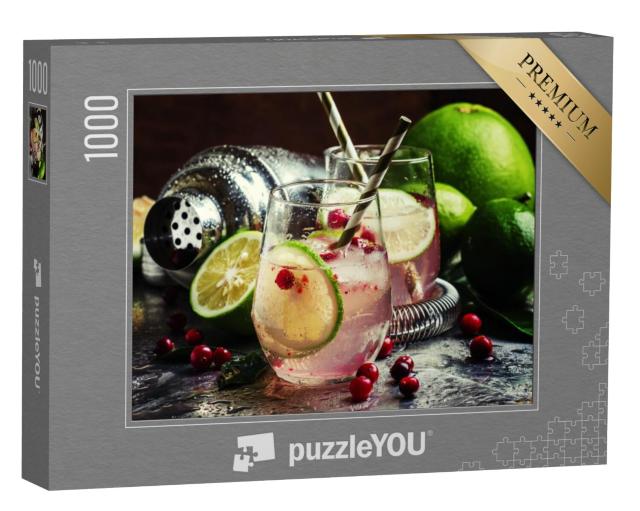 Puzzel 1000 stukjes „Cranberry cocktail met limoen en ijs“