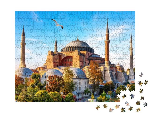 Puzzle 1000 Teile „Berühmte Hagia Sophia Moschee in Istanbul, Türkei“