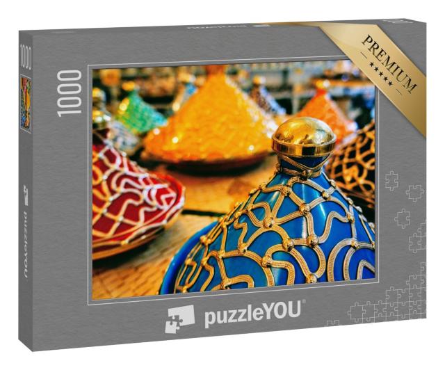 Puzzle 1000 Teile „Farbenprächtige Tajine-Töpfe, Marokko“