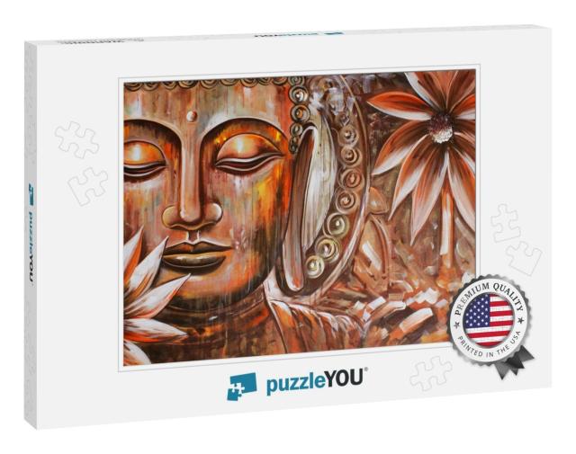 Spiritual Lord Buddha Meditating Texture Background Artwo... Jigsaw Puzzle
