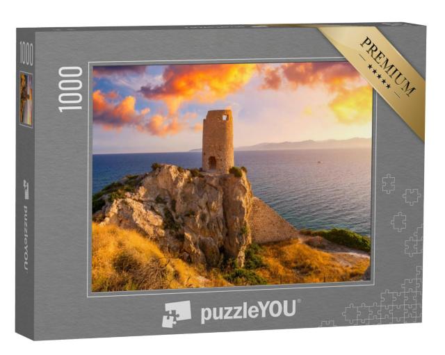 Puzzel 1000 stukjes „Torre del Prezzemolo, een oude kusttoren in Cagliari, Sardinië, Italië“