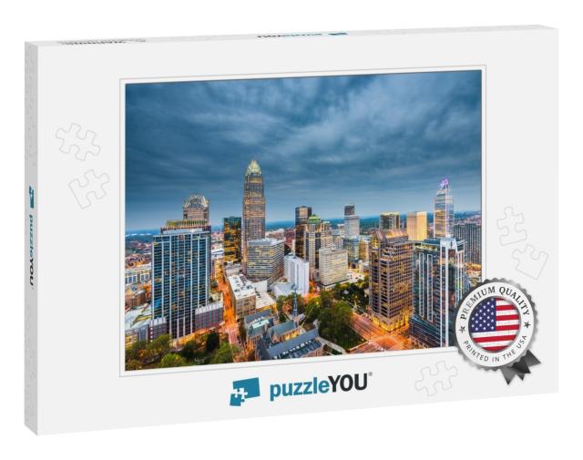 Charlotte, North Carolina, USA Uptown Skyline At Twilight... Jigsaw Puzzle
