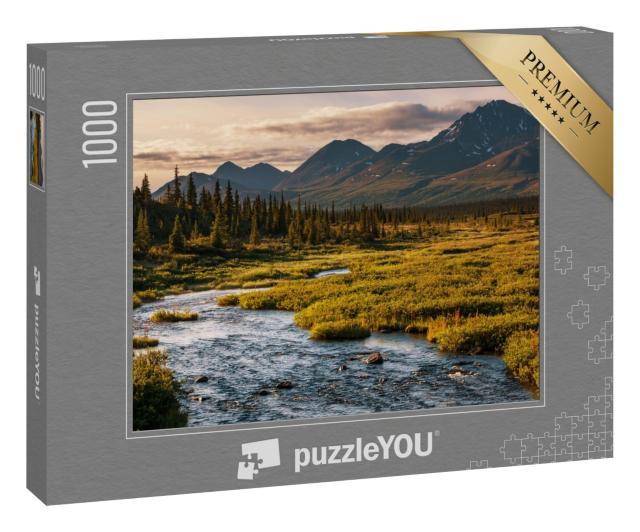 Puzzle 1000 Teile „Abendlicher See in der Tundra, Alaska“