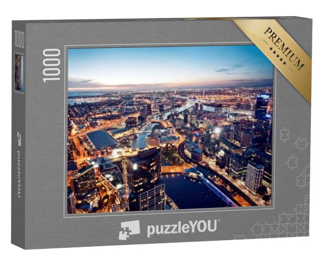 Puzzel 1000 stukjes „Melbourne bij nacht, Victoria, Australië“