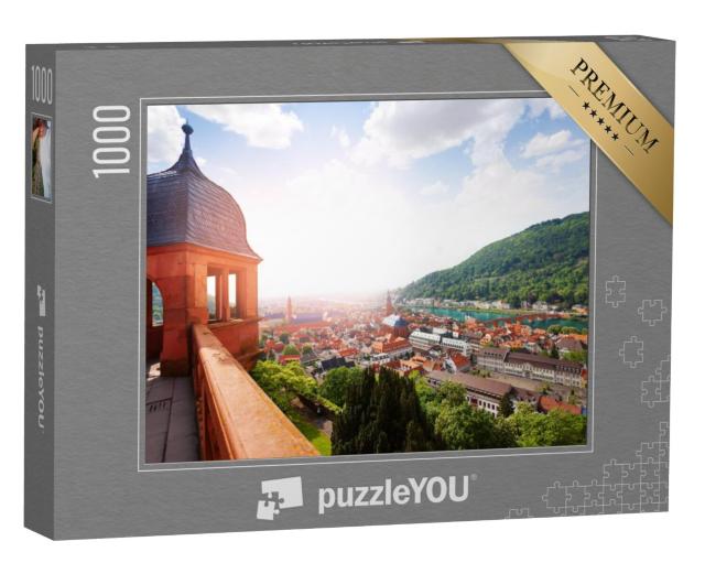 Puzzel 1000 stukjes „Uitzicht vanaf Kasteel Heidelberg over de stad en de rivier de Neckar“