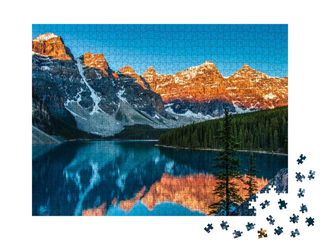 Puzzle 1000 Teile „Sonnenaufgang am Moraine Lake im Banff National Park“