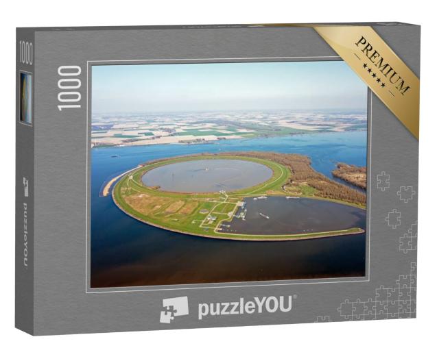 Puzzel 1000 stukjes „Luchtfoto van IJsseloog, een kunstmatig eiland in het midden van het Ketelmeer“