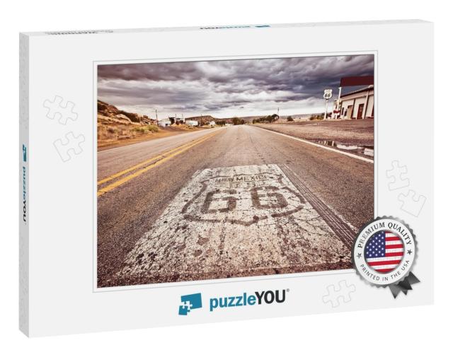 An Old Route 66 Shield Painted on Road... Jigsaw Puzzle